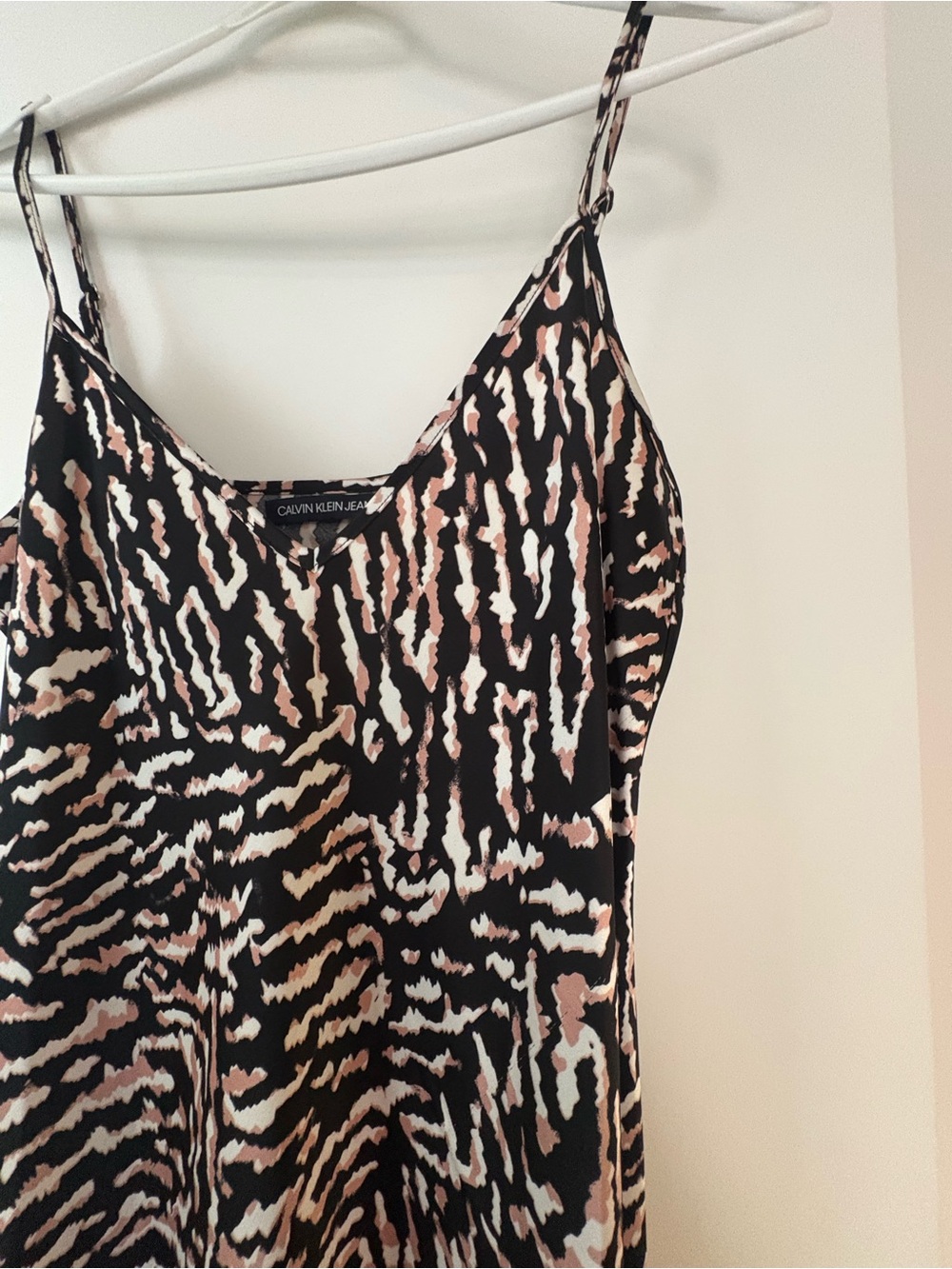 Calvin Klein Jeans Black and Tan Animal-Print Maxi Slip Dress - Picture 2 of 4